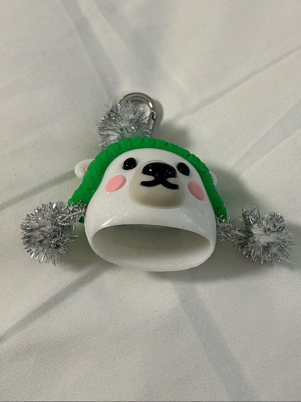 Bath & Body Works Polar Bear with Tinsel Pompoms PocketBac Holder keychain